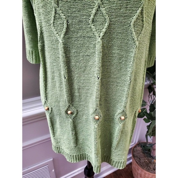 BFA Classics Women's Green Acrylic Round Neck Long Sleeve Knit Sweater Size 3X - Picture 4 of 10